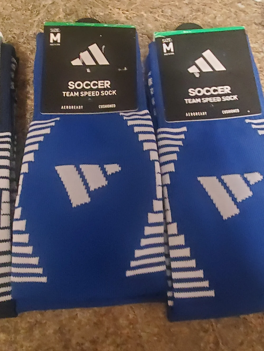 ADIDAS SOCCER TEAM SPEED SOCKS NWT SET OF 4. MED. OVER THE CALF. BLUE